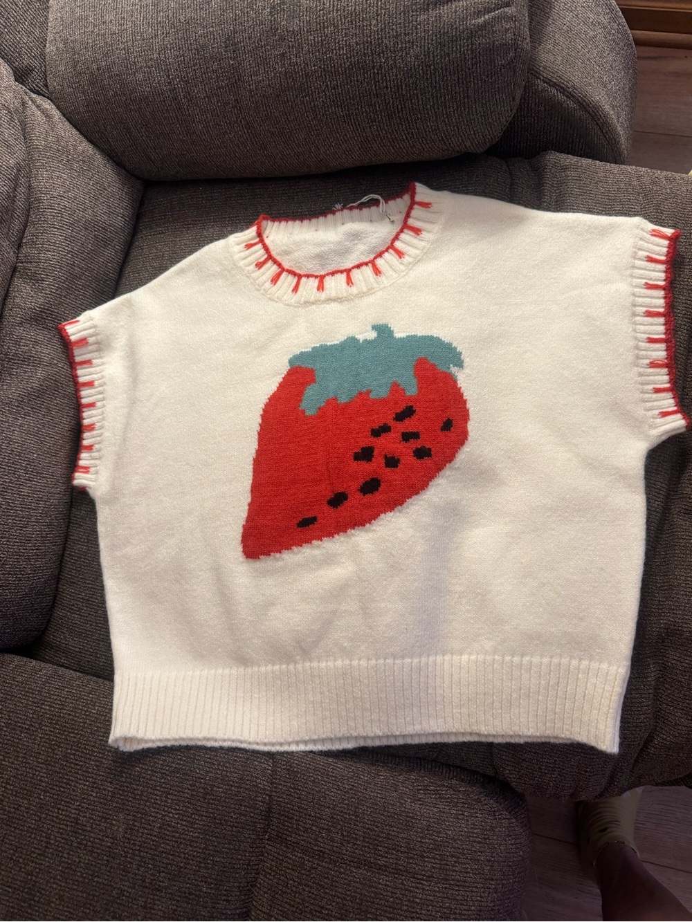 Macaron Strawberry Knit Top large new